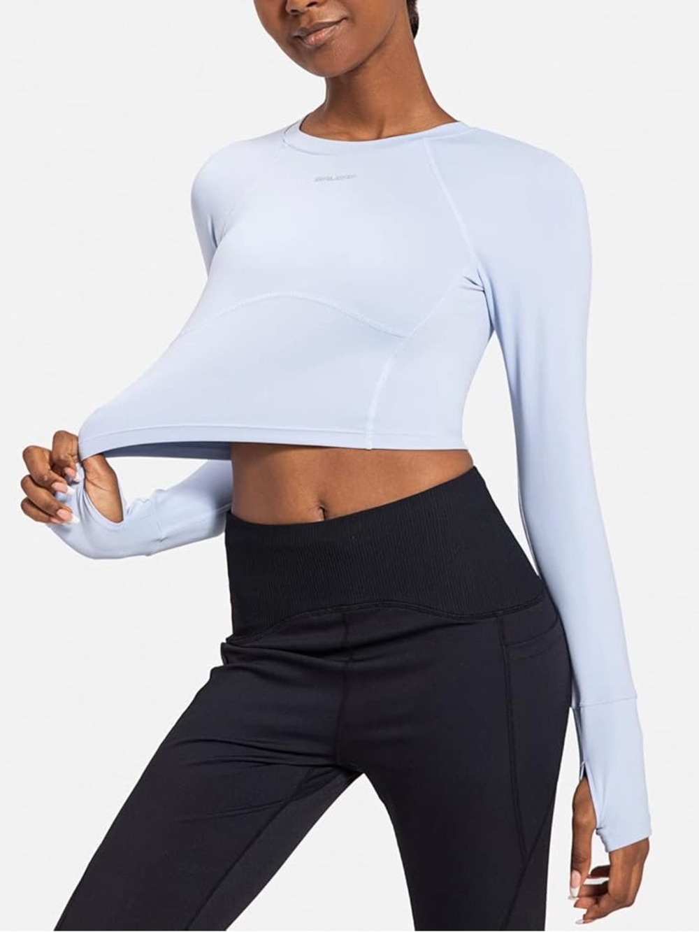 Baleaf Light Blue Long-Sleeve Crop Athletic Top